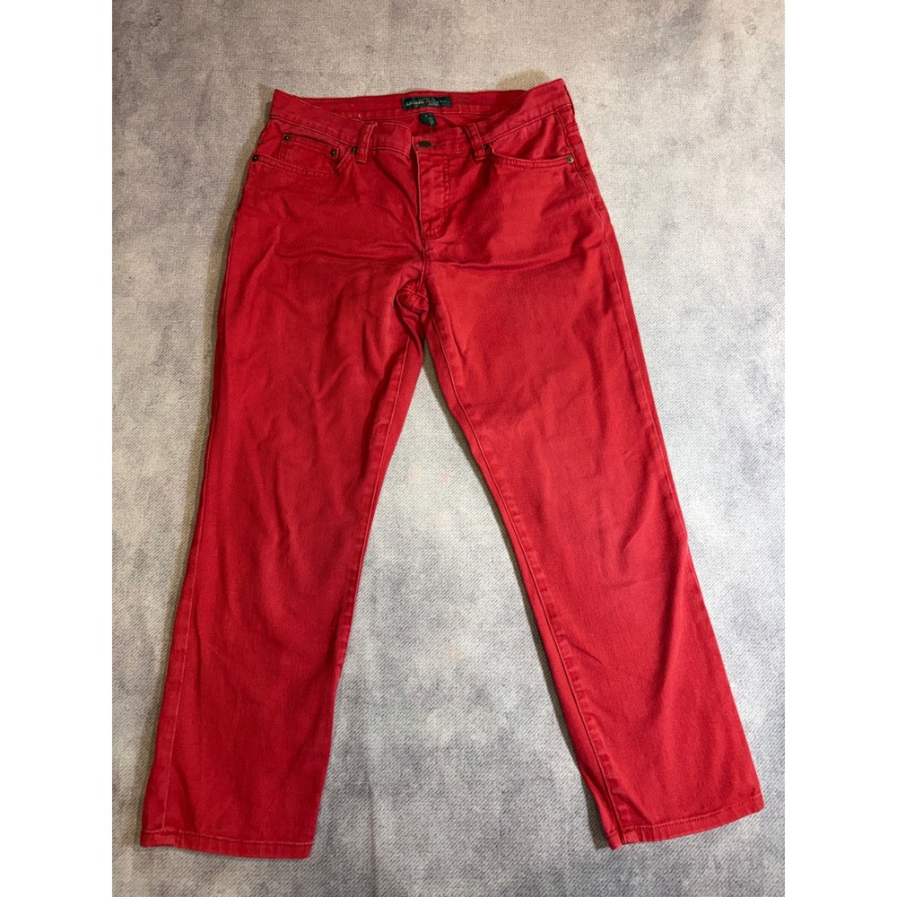 Lauren Ralph Lauren Red Straight Leg Stretch Denim Jeans Womens 8 0355
